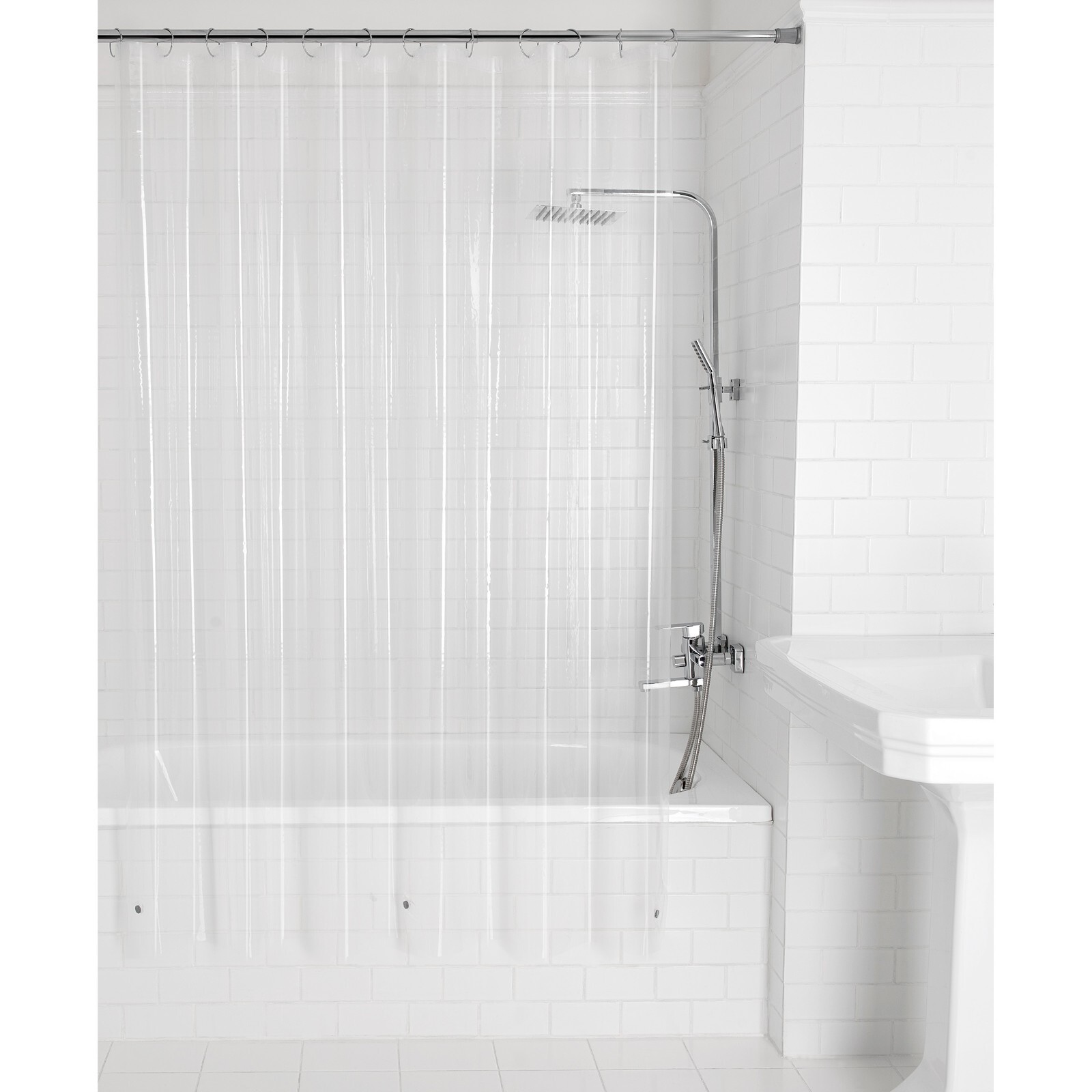 Clear Shower Curtain Liner Anti-Bacterial PEVA 70x71 Water Repellent Mainstays