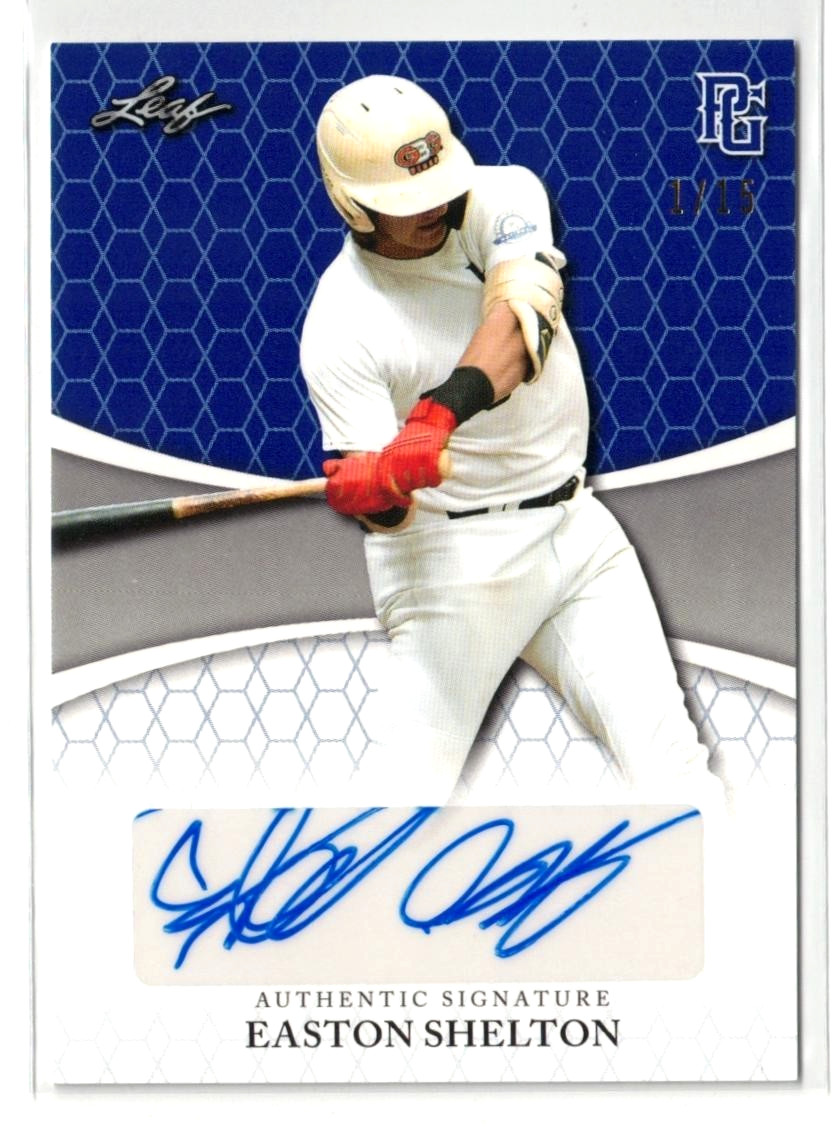 2022 Leaf Perfect Game BLUE RC AUTO Easton Shelton Dodgers Rookie Autograph /15