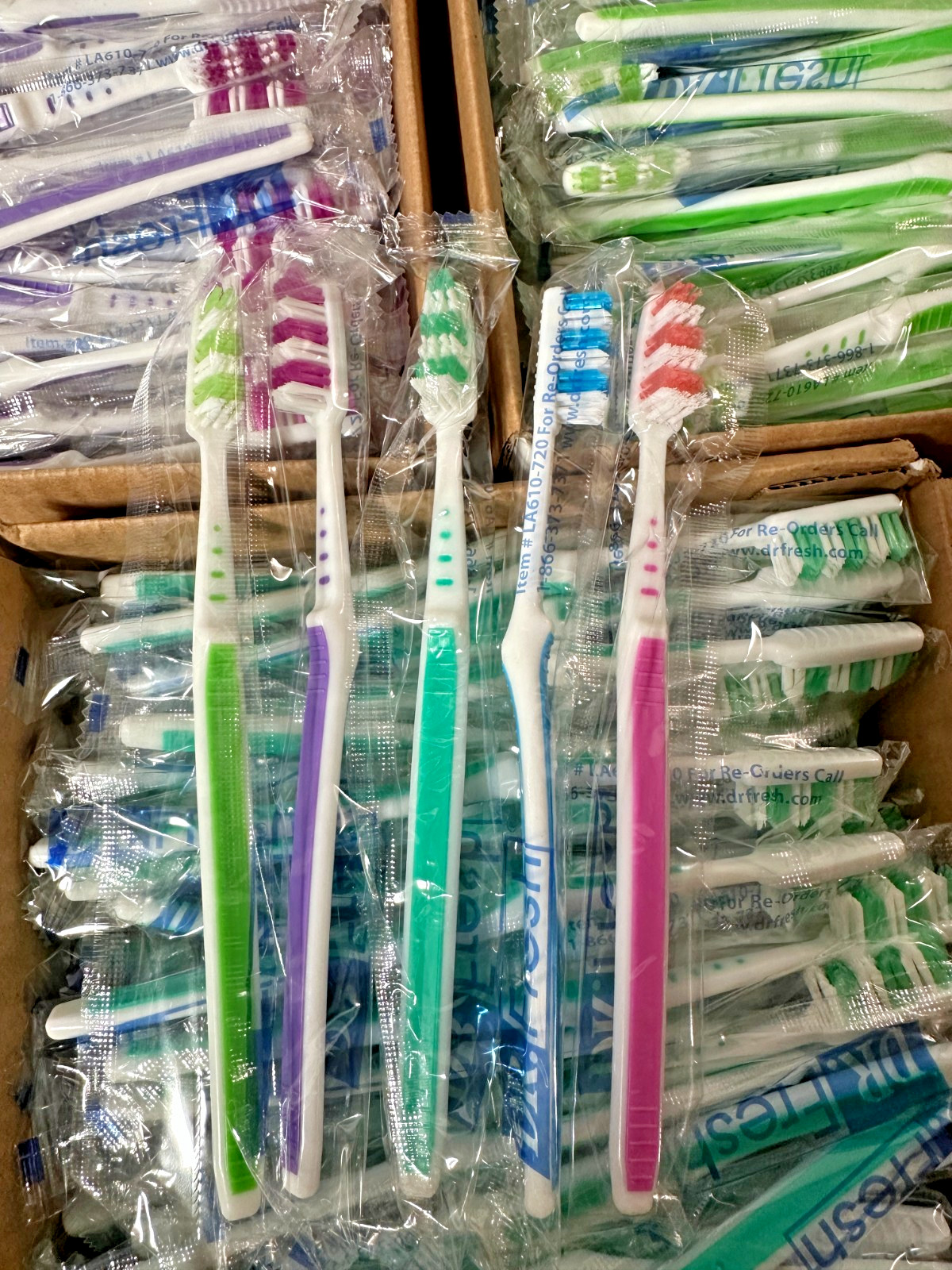 Pack of 720 Disposable Toothbrush Bulk Individually Wrapped in 5 different color