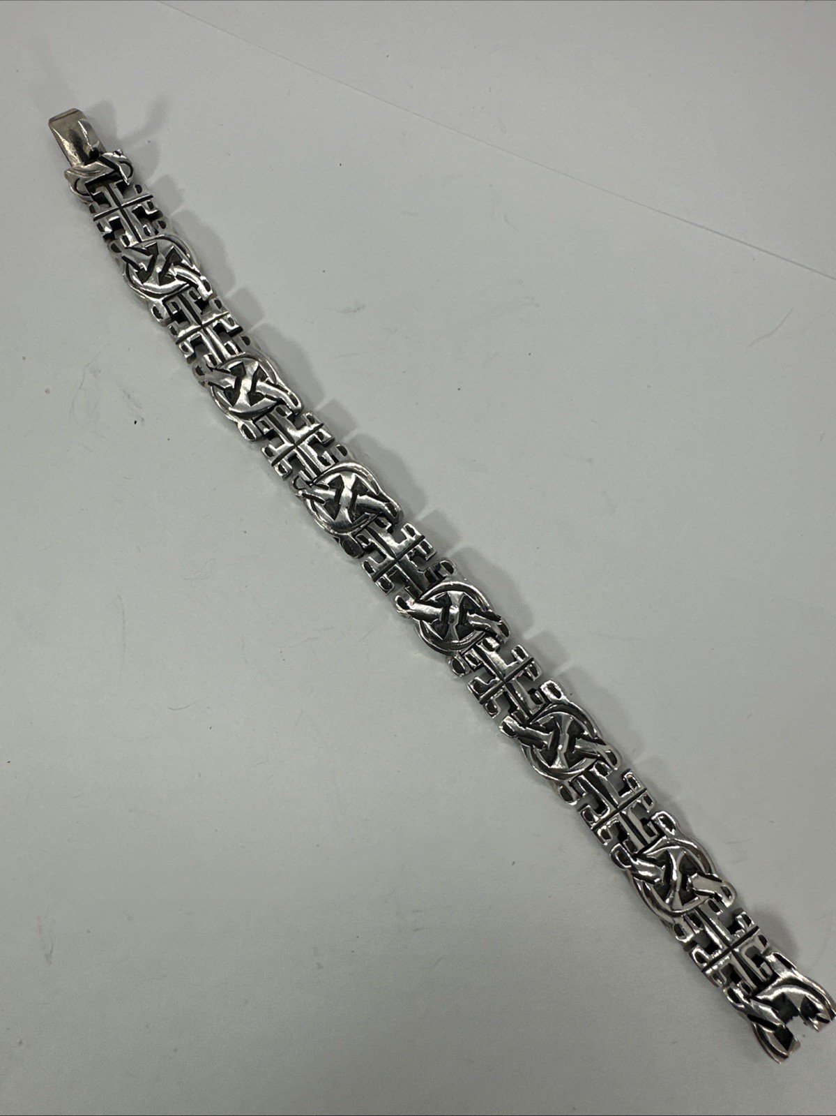 VTG Mexico Sterling Silver 925 Fertility Bracelet 13.4MM Wide 60.8gr 6.75”