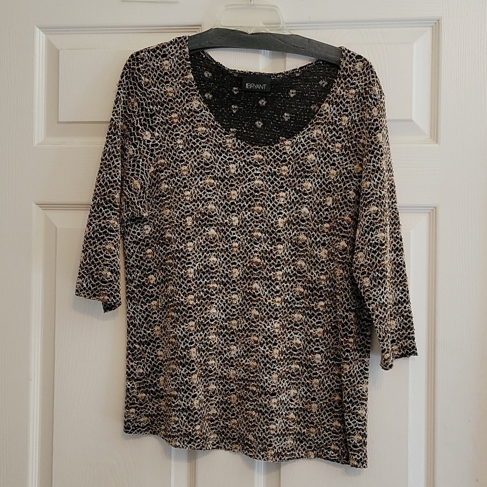 Lane Bryant Women\'s Brown and Black Knitted Appearance Blouse Lane Bryant Women\'s Brown and Black Knitted Appearance Blouse