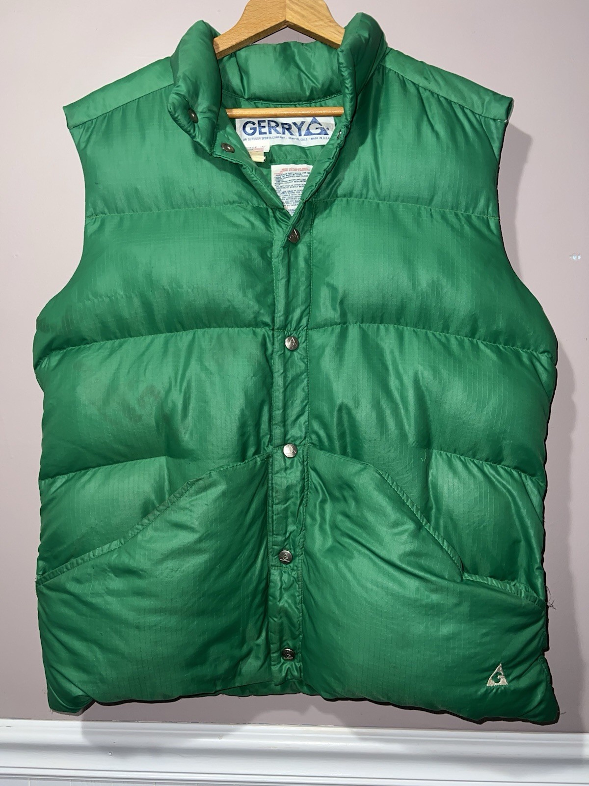 VINTAGE 1980\'s GERRY of DENVER DOWN PUFFER VEST large MADE IN USA hiking outdoor