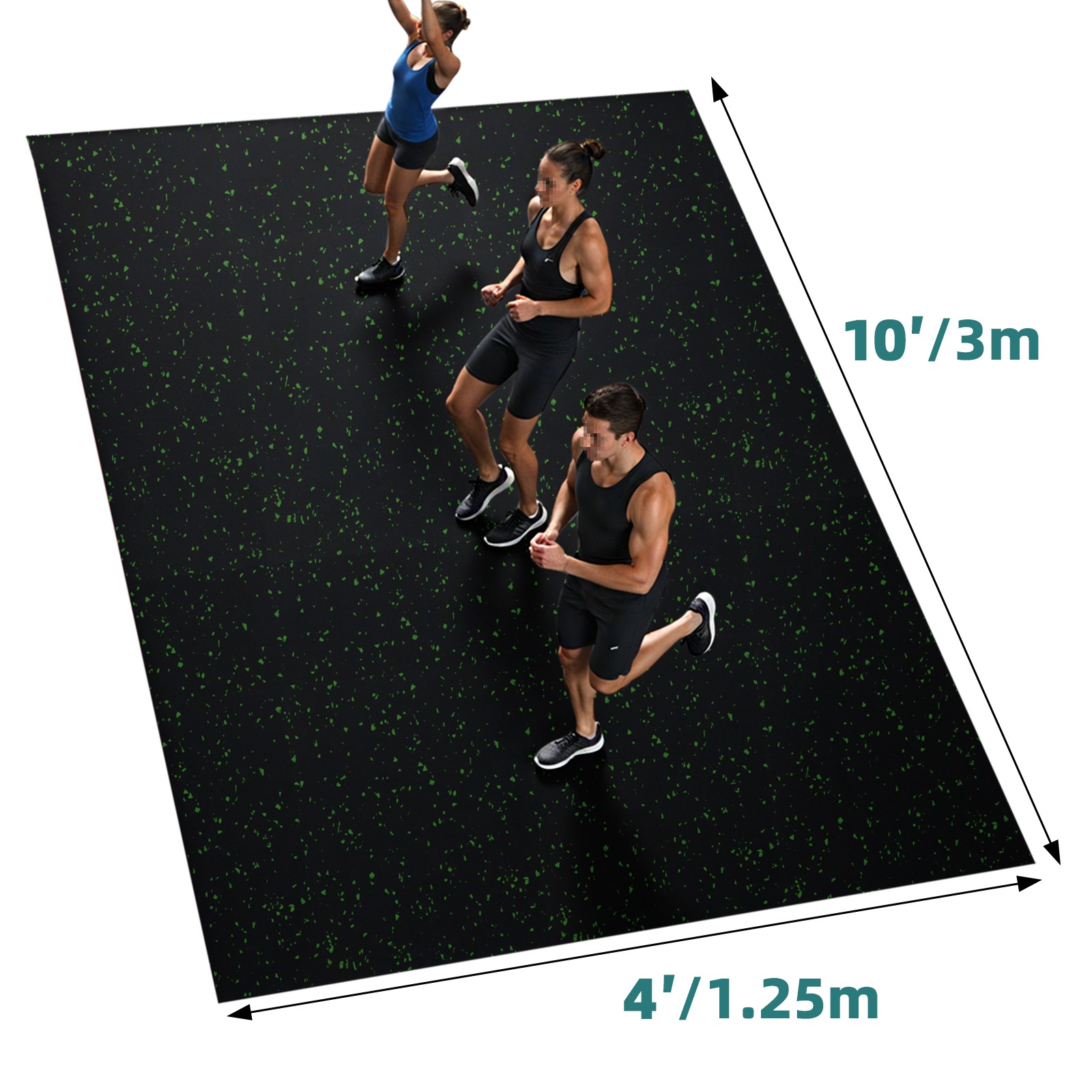 Heavy Duty Rubber Gym Flooring Roll 4\'x10\' Home Exercise Floor Mat 6mm Thickness