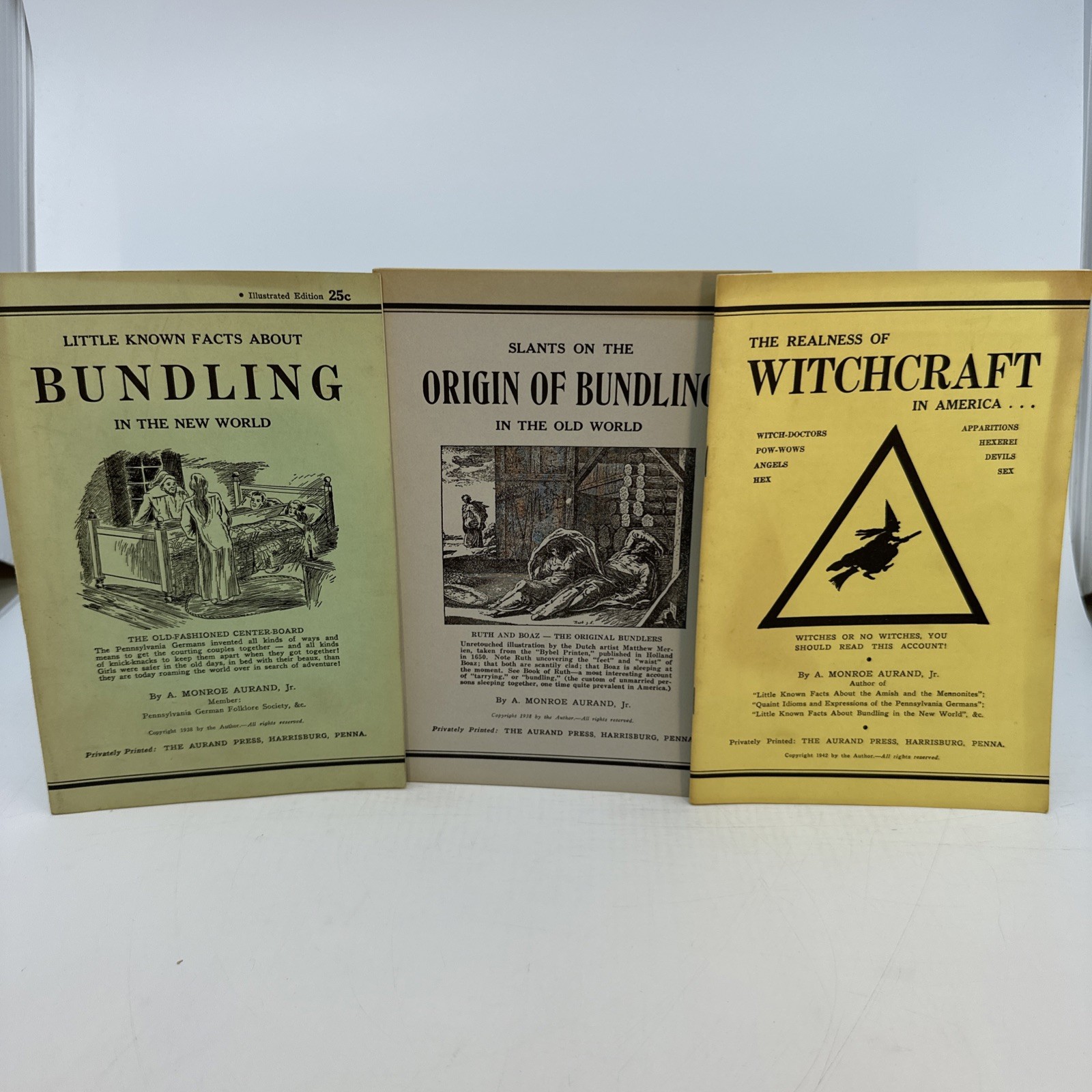 1938 1942 Aurand Press Witchcraft & Bundling Pamphlets Lot of 3 (AI12)