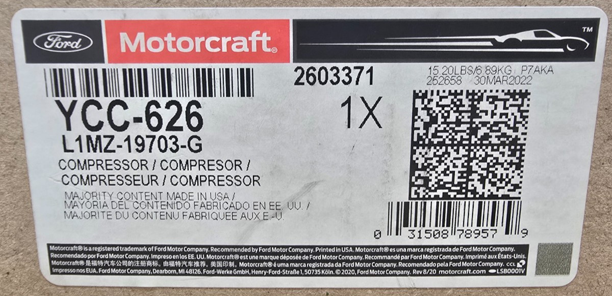 OEM Ford A/C Compressor L1MZ-19703-G NOS 2020–2026 Explorer