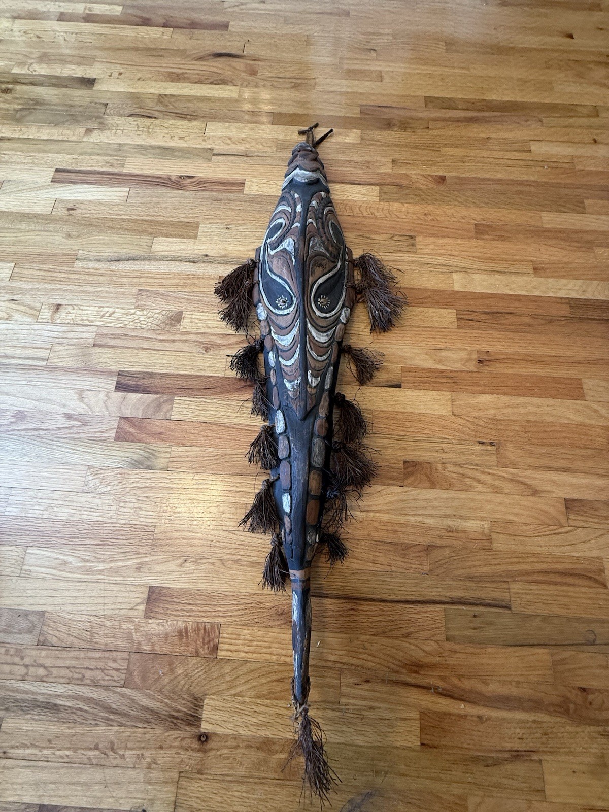 Vintage Papua New Guinea Sepik River Carved Wood Spirit Mask 35” Tribal Art