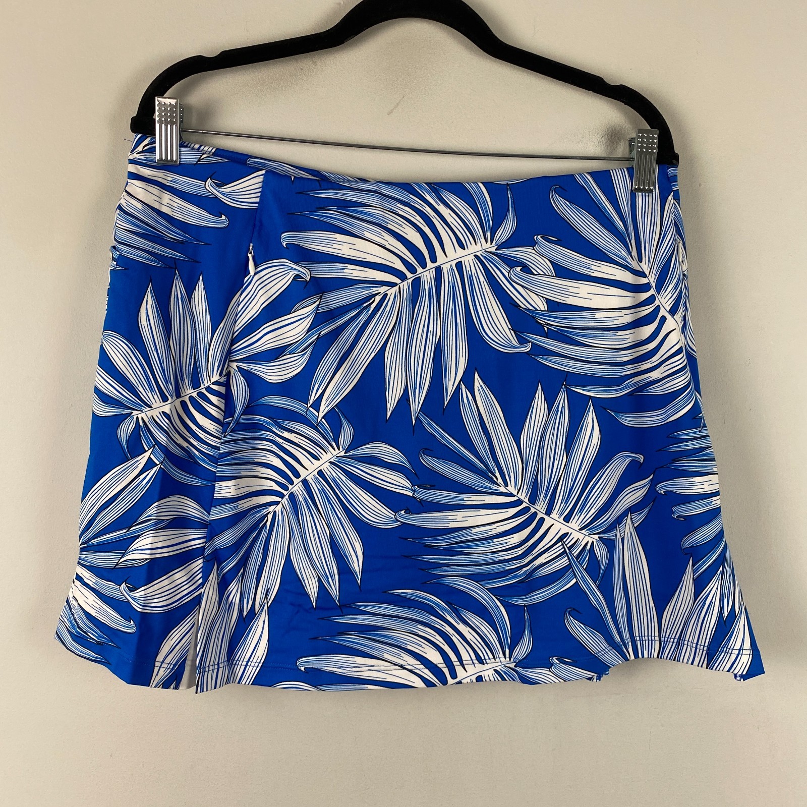 Tail Skort Size Large Blue Tropical Pull On Pockets Golf UPF 50+