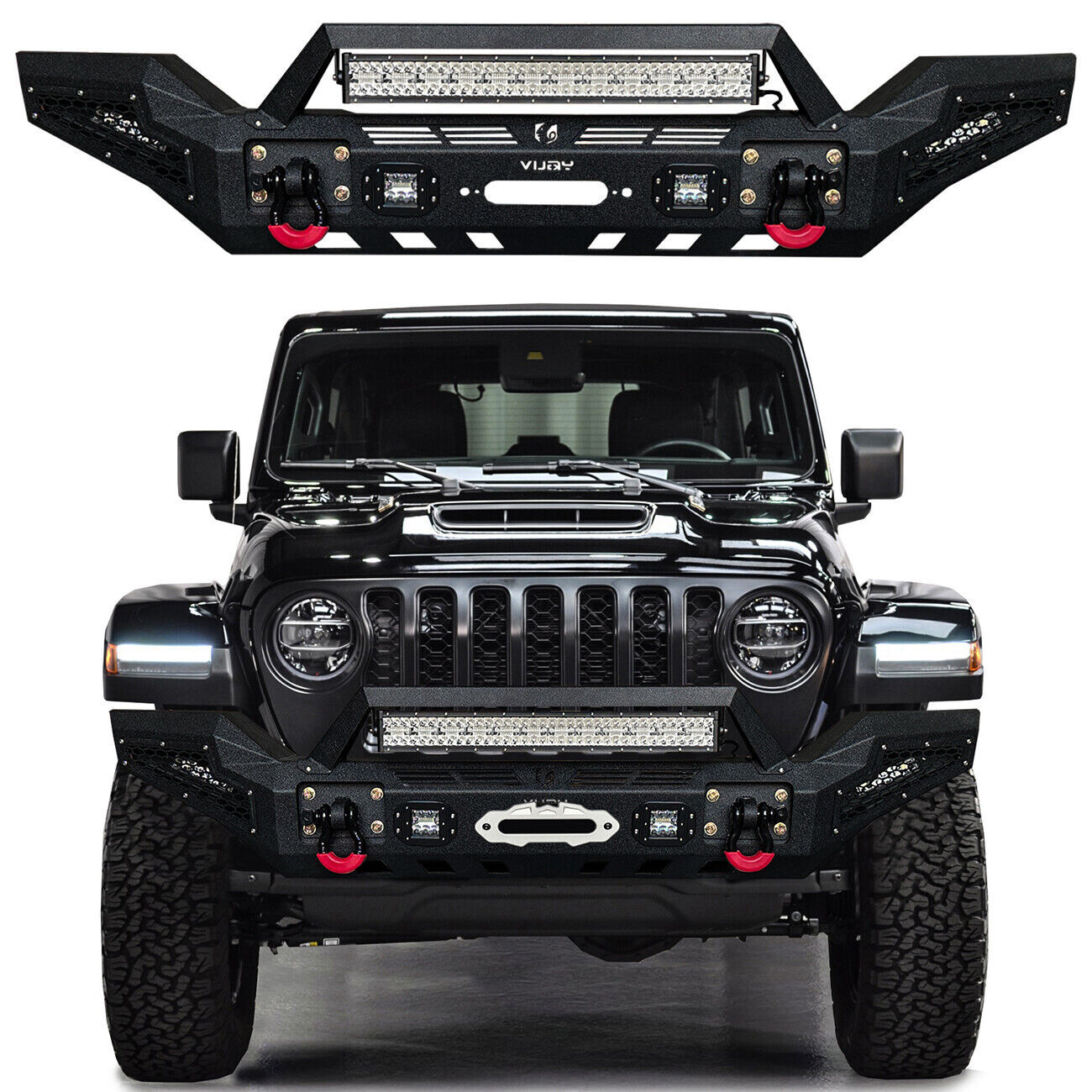 Vijay Fit 2018-2025 Jeep Wrangler JL Front or Rear Bumper with  LED Lights