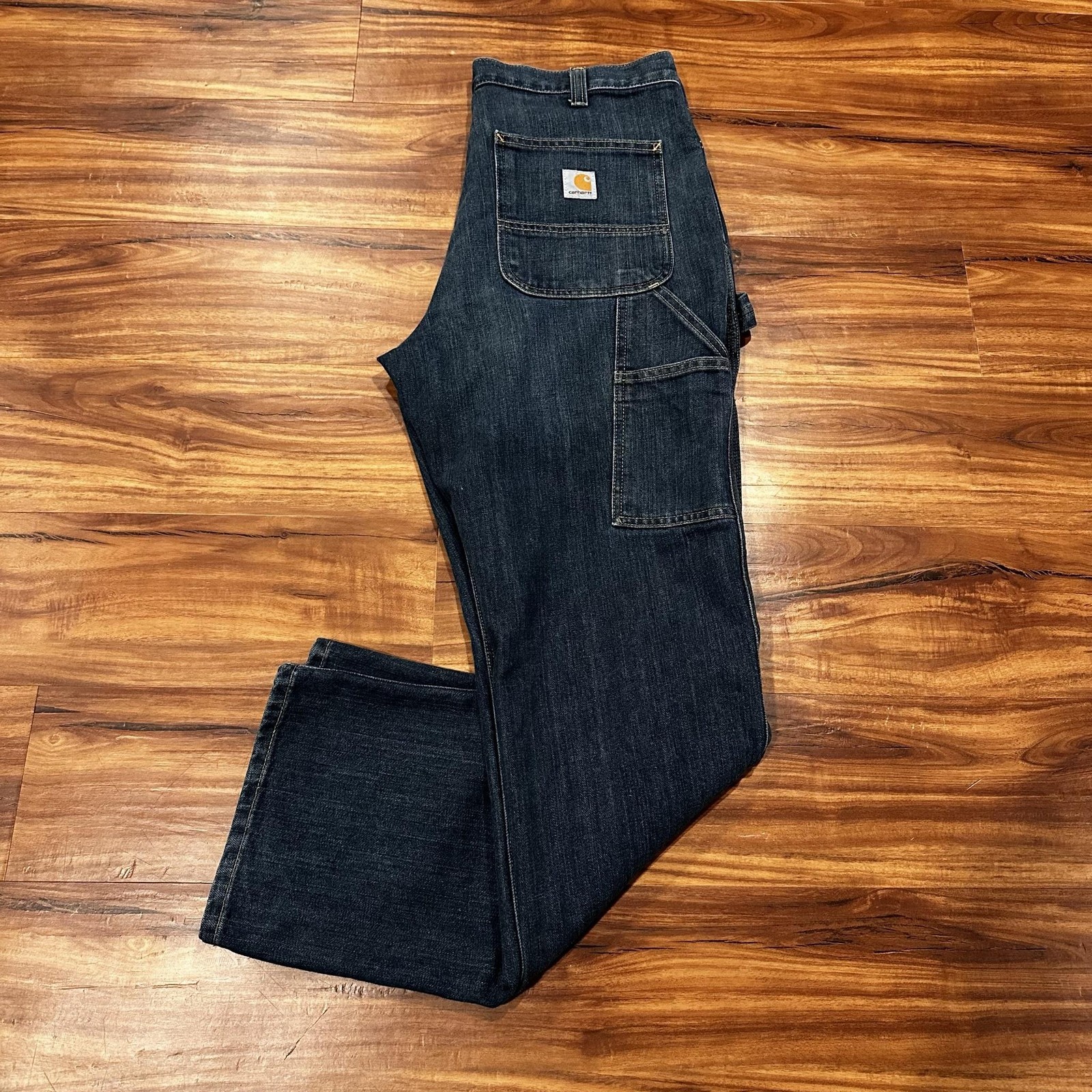 Carhartt Jeans Mens 34x32 Blue Relaxed Fit Carpenter Denim Workwear Straight Leg
