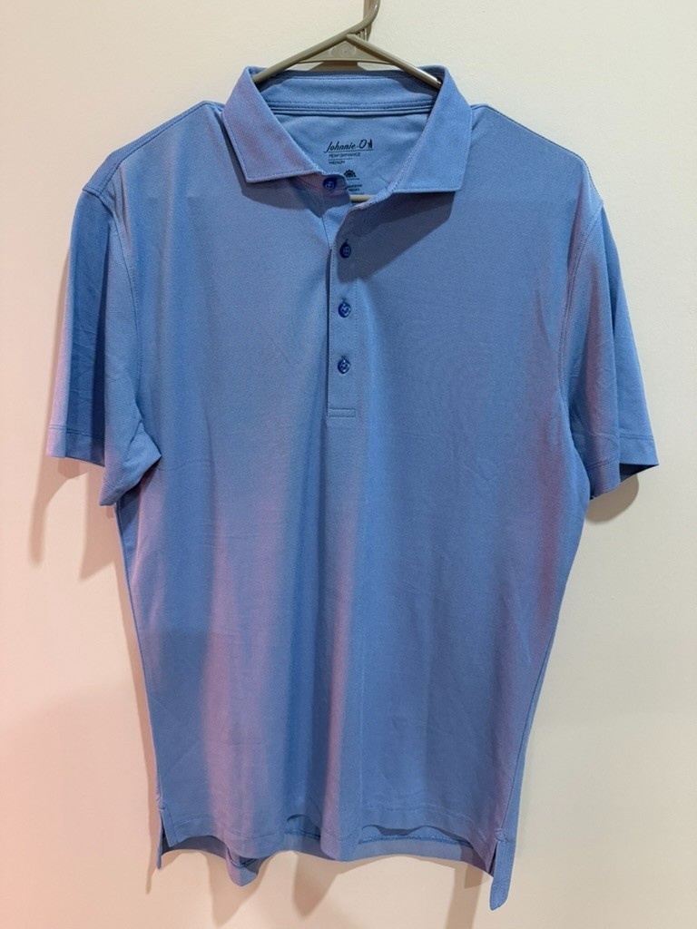 johnnie-O Performance Polo Shirt Mens Medium Light Blue Stretch Golf NWOT johnnie-O Performance Polo Shirt Mens Medium Light Blue Stretch Golf NWOT