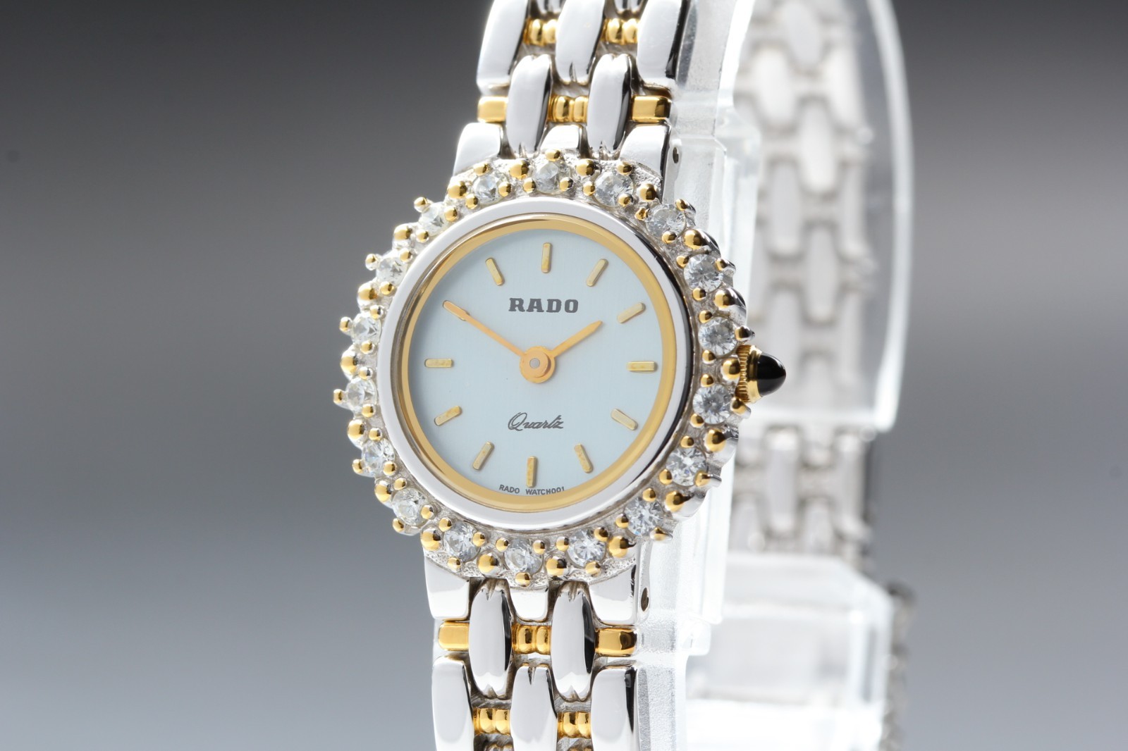 Vintage [N MINT] RADO 133.9702.2 22mm Rhinestone Bezel Quartz Ladies Watch JAPAN