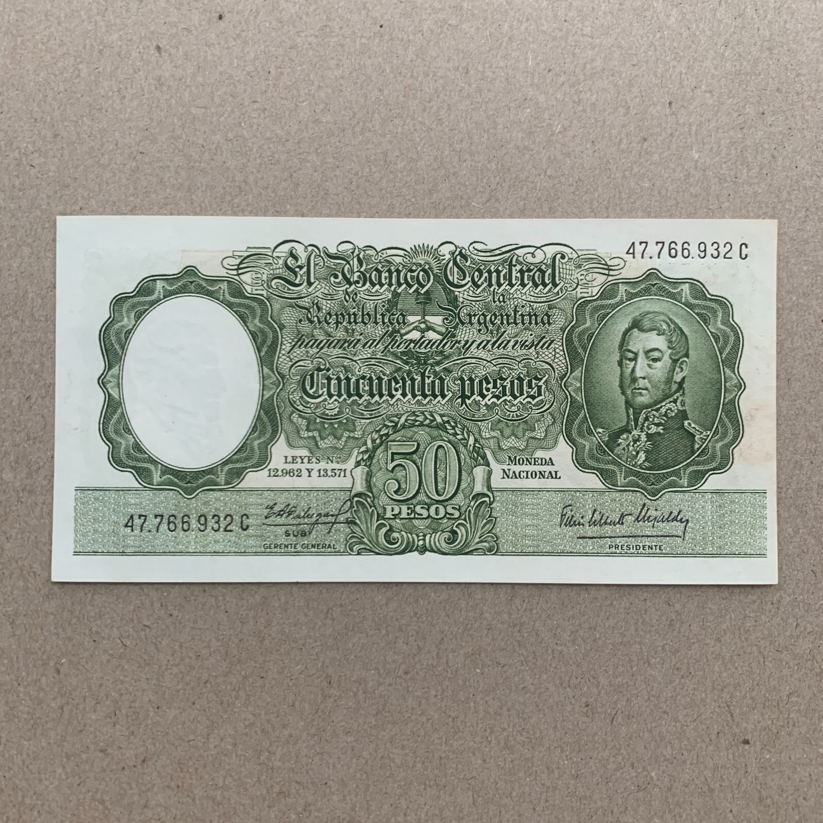 Argentina 50 Pesos Banknote ND 1968-1969 P 276 Extra Fine Currency
