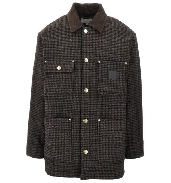 Carhartt WIP Lowis Chore Coat Houndstooth Vitola Heather Size Large L NEW