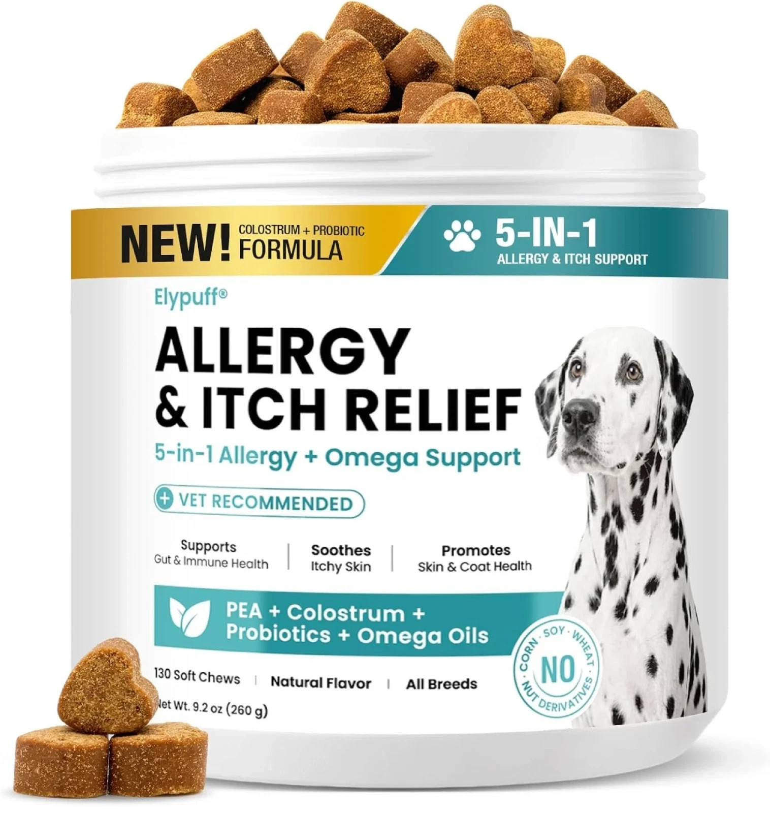Dog Allergy Chews 130ct - Itch Relief Dog Allergy and Itching Skin Relief Anti I
