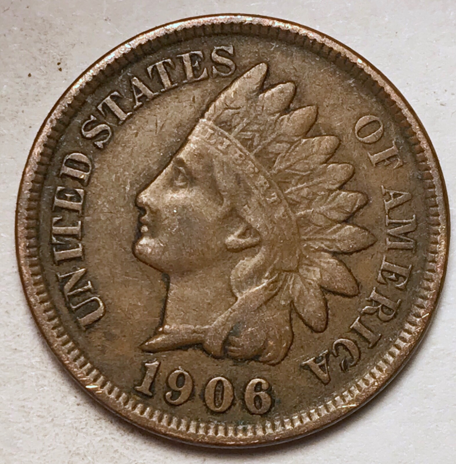 1906 Indian Head Cent Penny FULL LIBERTY VF / XF 