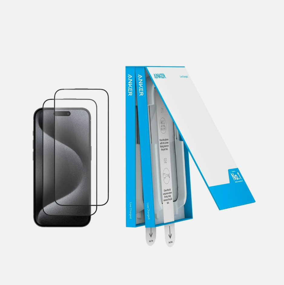 Anker Screen Protector for iPhone 15 Pro Tempered Glass, Durable and Drop-Proof Anker Screen Protector for iPhone 15 Pro Tempered Glass, Durable and Drop-Proof
