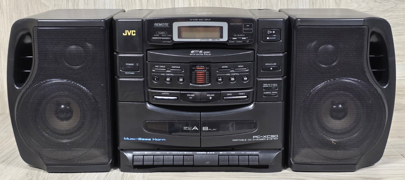 JVC PC-XC30 Portable Stereo Boombox 6 Disc CD Cassette Radio No Remote - TESTED