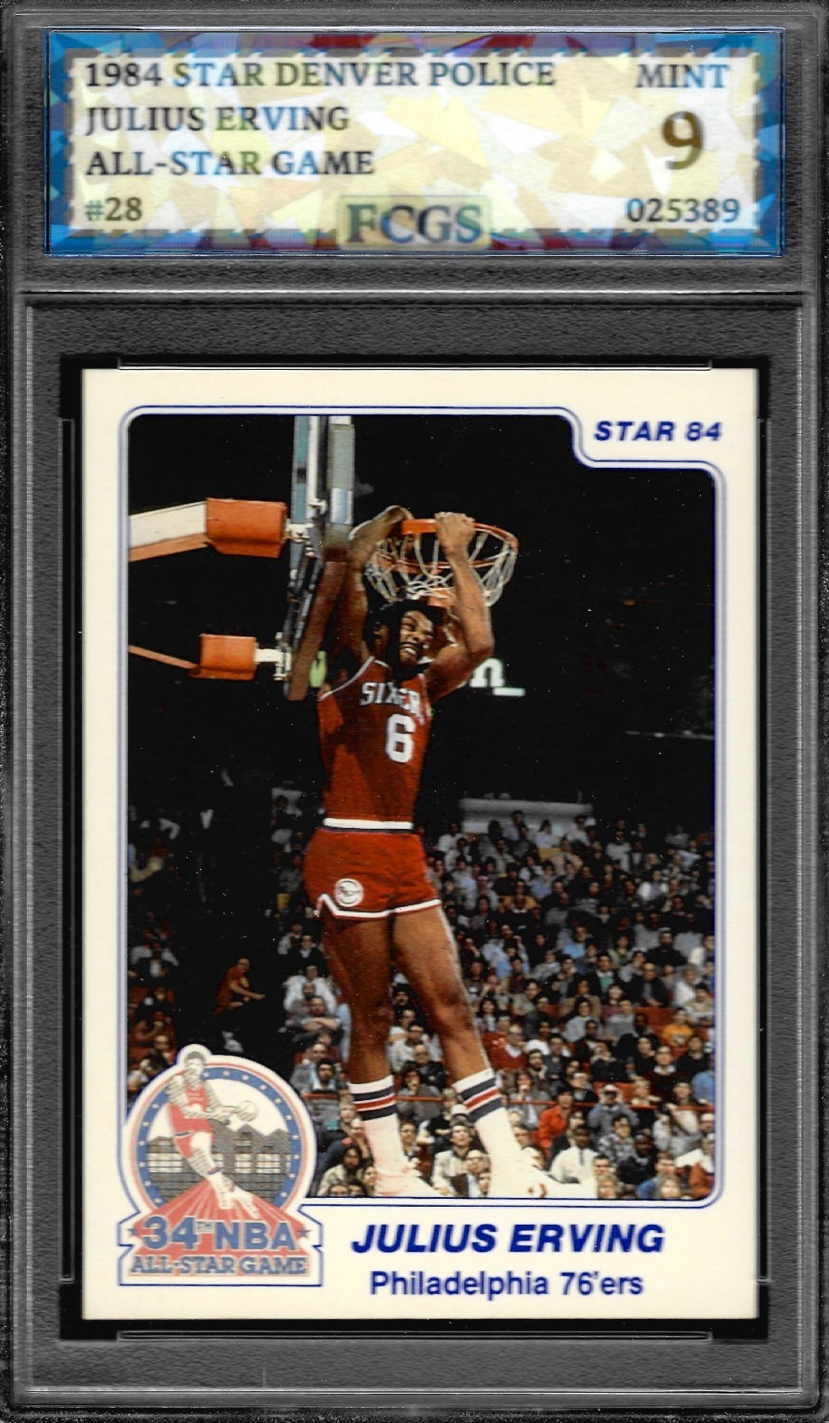 1984 Star Denver Police Julius Erving #28 Graded FCGS 9 MINT