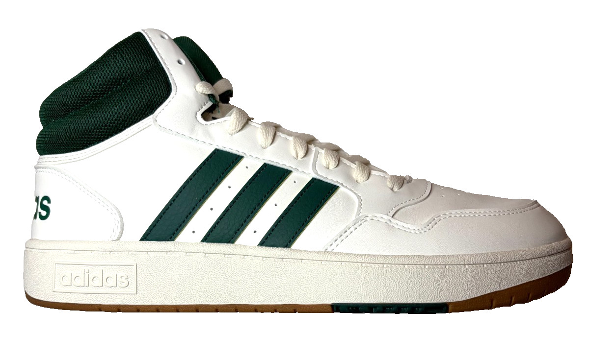 adidas Hoops 3.0 Mid Classic Vintage White Green Sneakers Men\'s Size 10.5 New