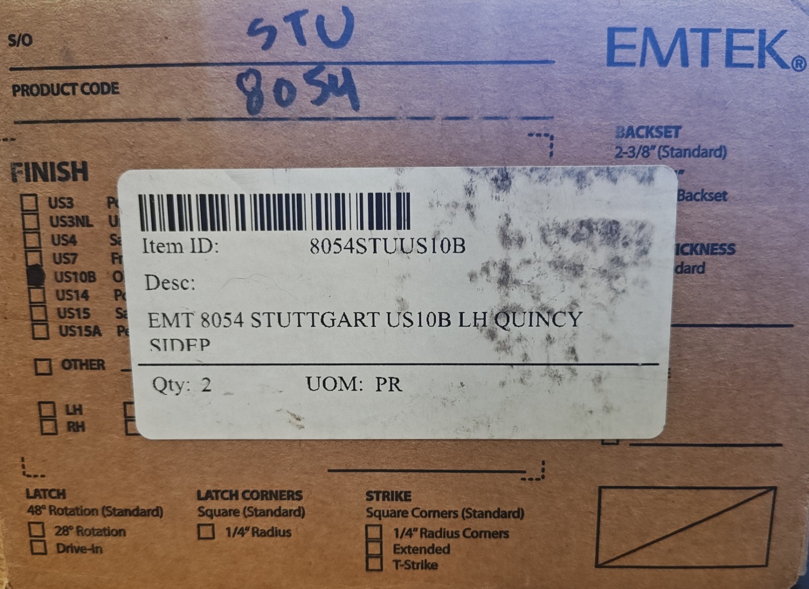 Emtek 8054STUUS10B Quincy 7-1/8\
