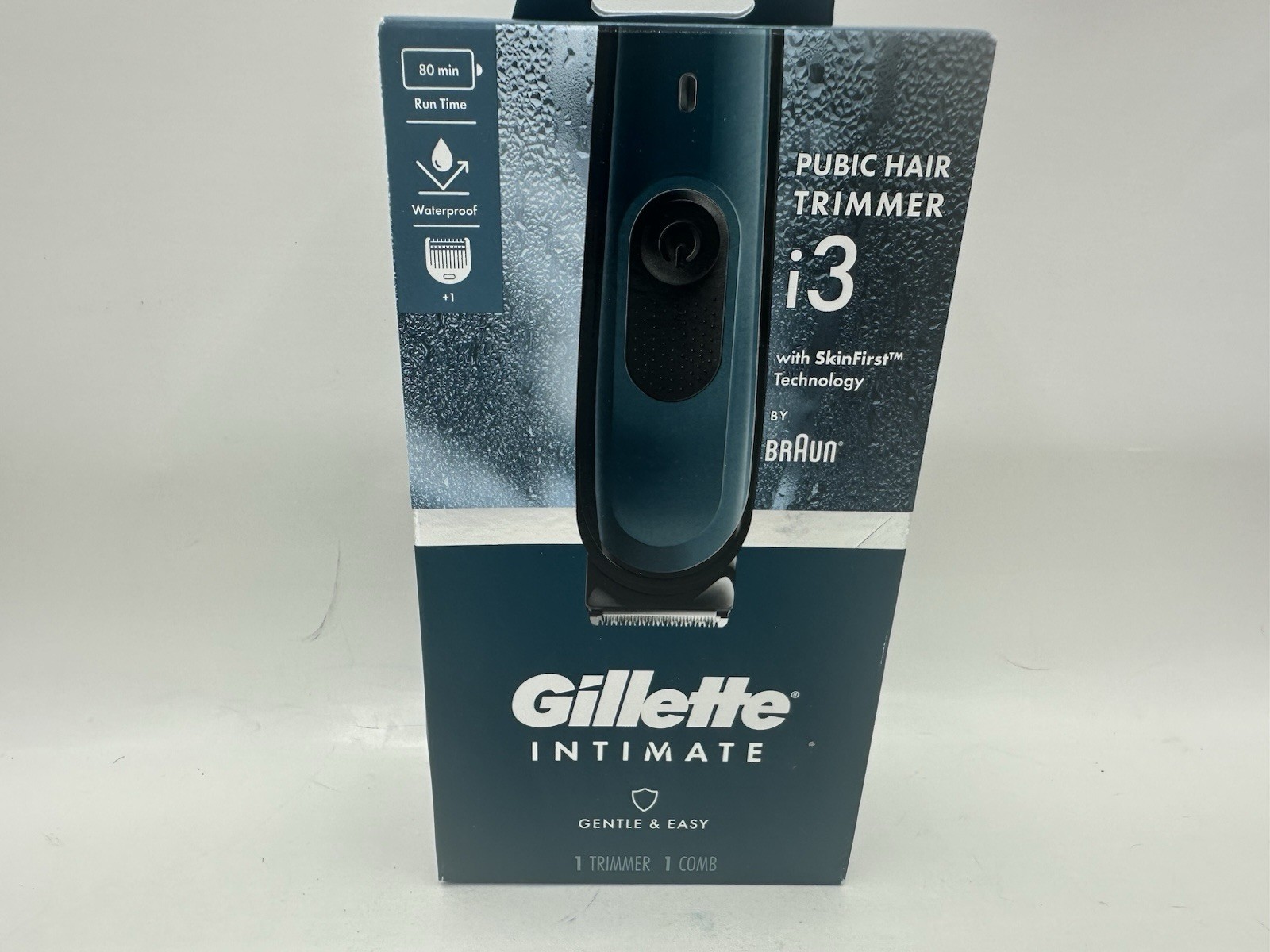 Gillette Braun Intimate i3 Pubic Hair Cordless Trimmer Waterproof w/ Comb, New