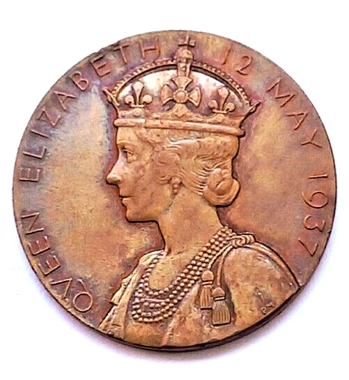 1937 - GEORGE VI & ELIZABETH CORONATION UK BRONZE BRITISH MEDAL - WT. 15.76 GRAM