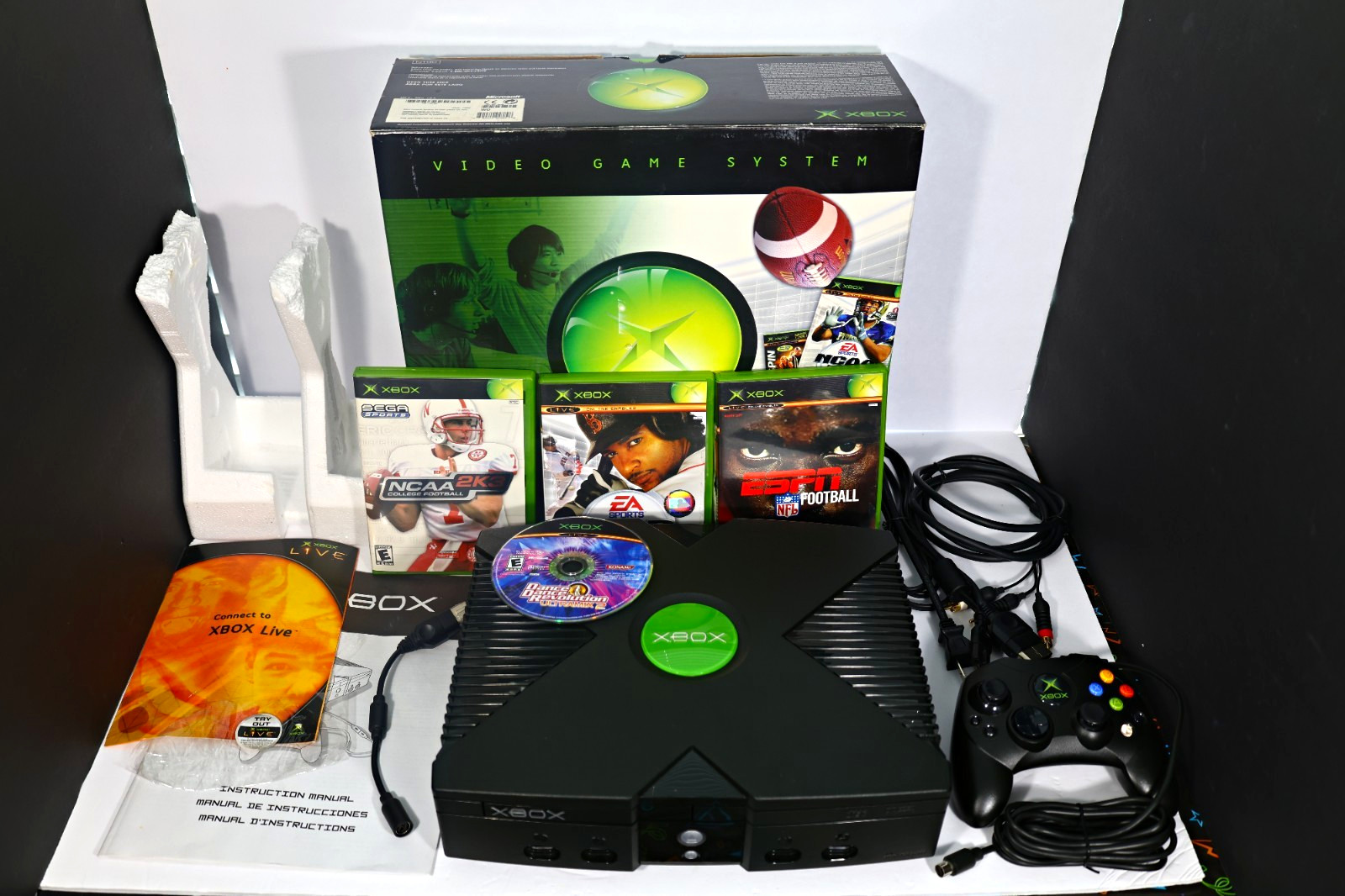Xbox 2004 Holiday Edition w/Orginal Box & Acc & 4 Games v1.6 MB (Safe Capacitor)