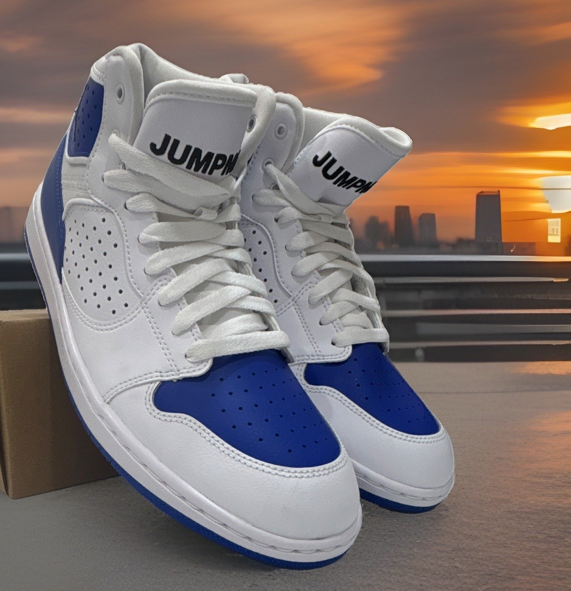 SZ 9.5M 🏀 Jordan Air Jordan Access White/Blue Mid Top Sneakers AR3762-104