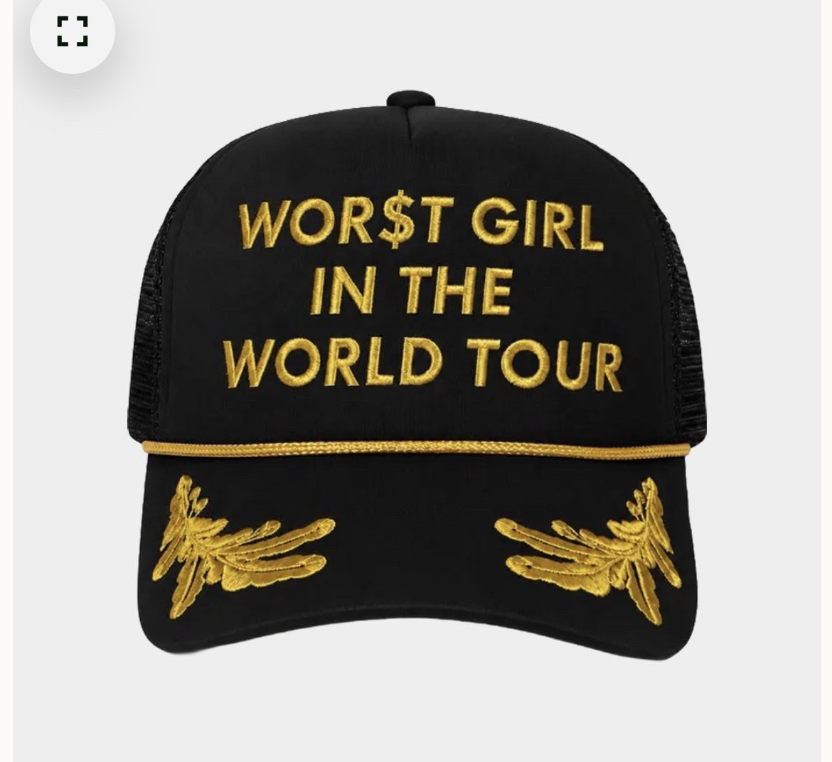 Slayyyter Trucker Hat Wor$t Girl in the World Tour Black Yellow Official Cap NEW