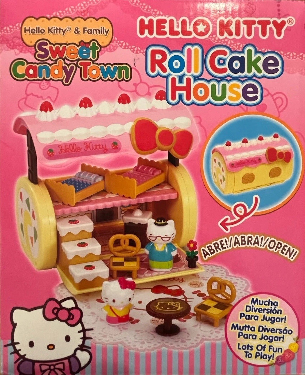 Rare 2012 TOHO Hello Kitty Sweet Candy Town Roll Cake House Playset Miniature