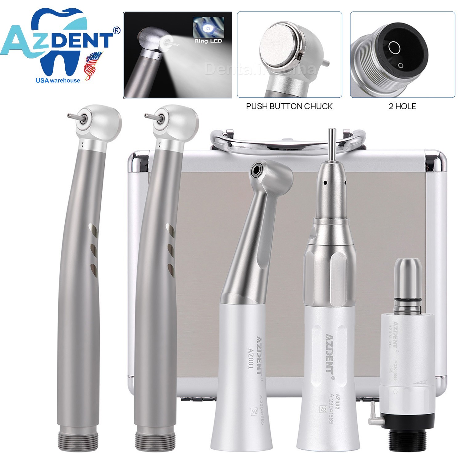 Dental Kit De Pieza De Mano Con Led De Alta Y Baja Velocidad Estilo 2holes