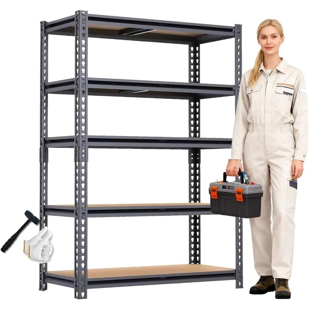 5-Tier Heavy Duty Metal Shelving Storage Adjustable Garage Shelves Utility Rack