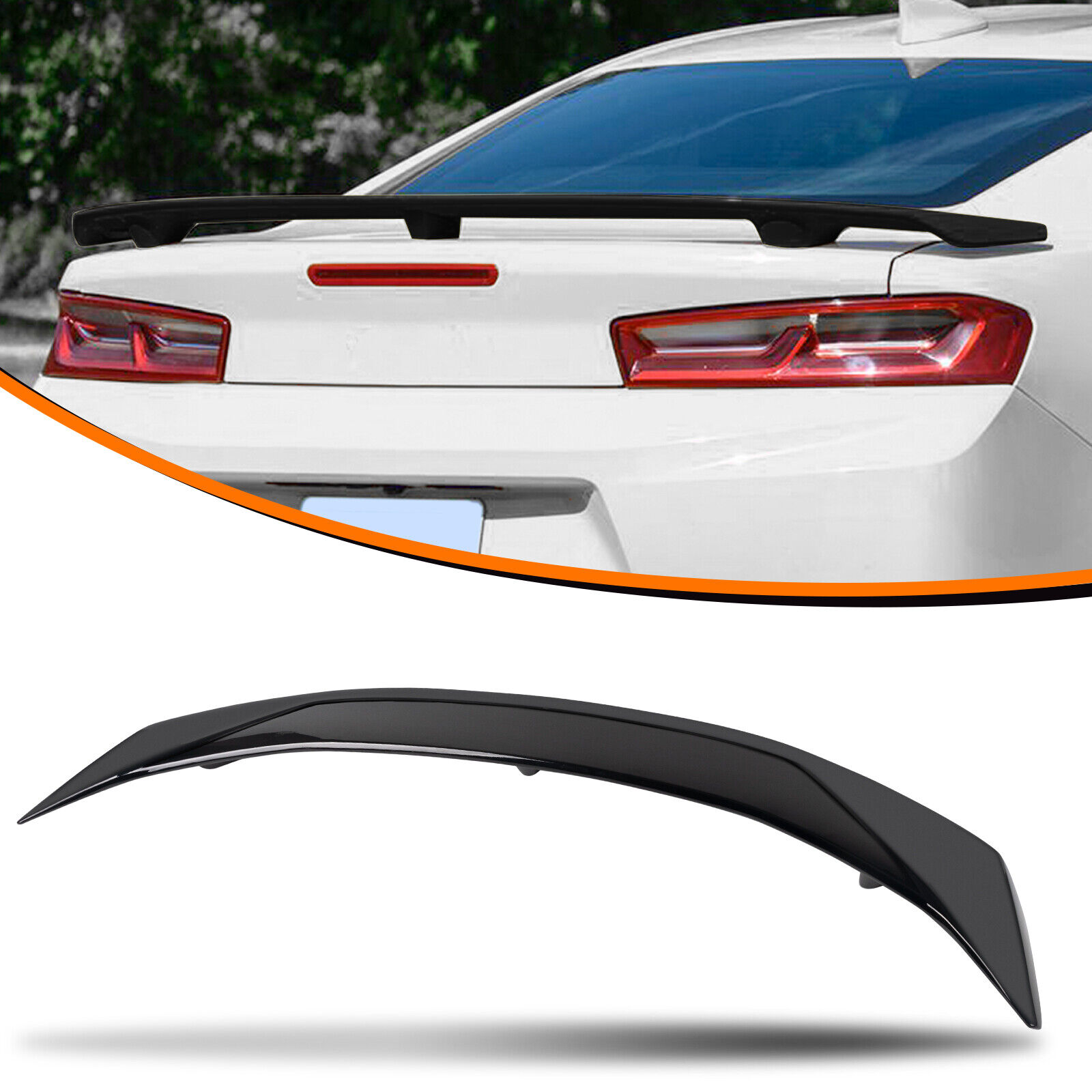 Fit For 2016-2024 Chevy Camaro RS SS ZL1 Rear Trunk Spoiler Wing Glossy Black