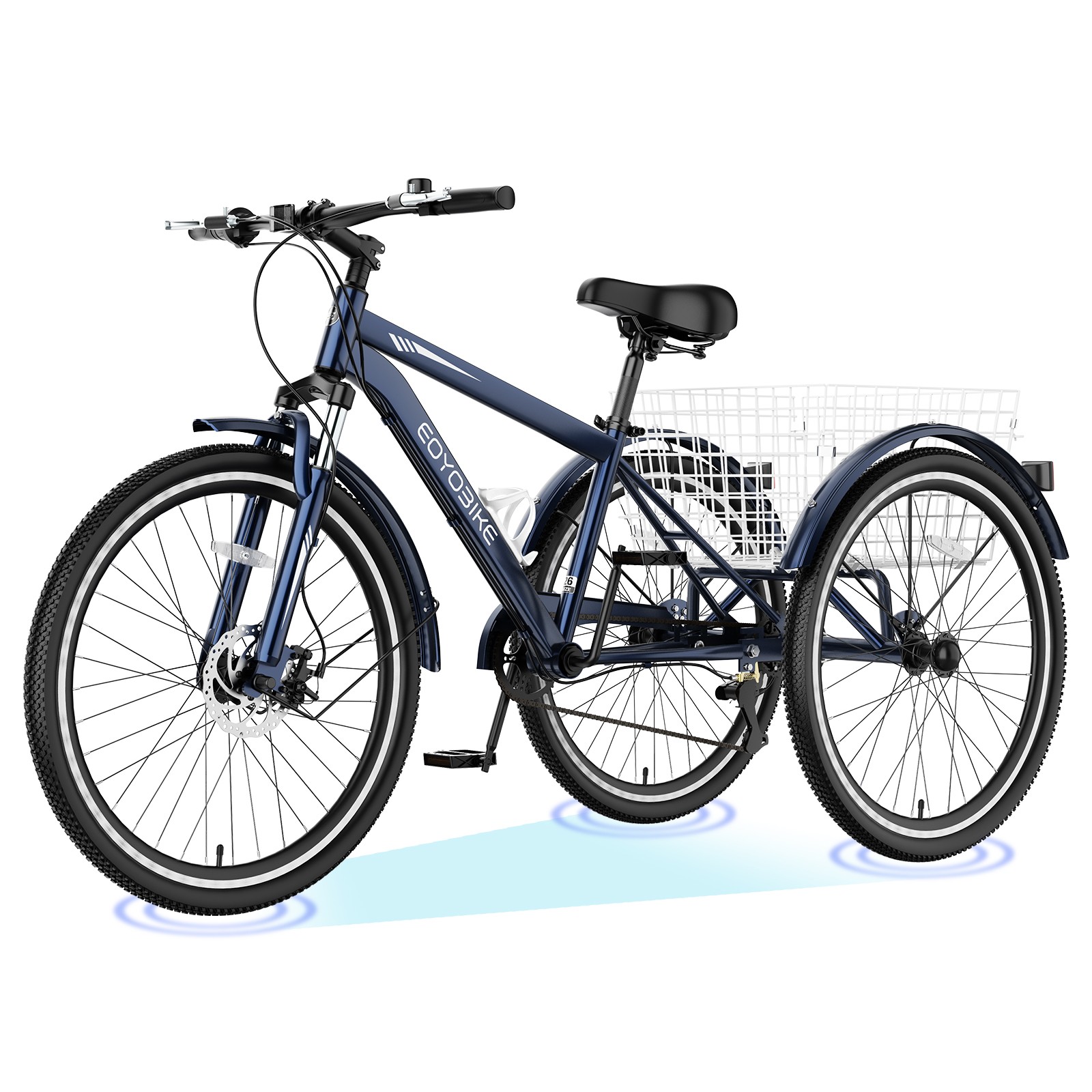 EOYOBIKE Adult Mountain Tricycle 350LBS 7-Speed Low Step-Through Adjustable Seat