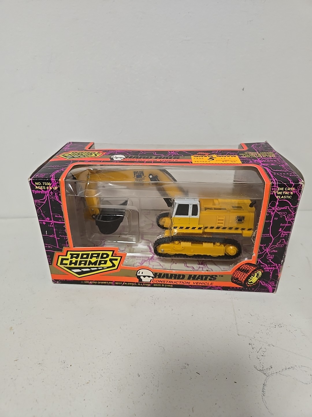 1992 Road Champs Hard Hats #7330 Excavator Diecast Construction Vehicle NIB
