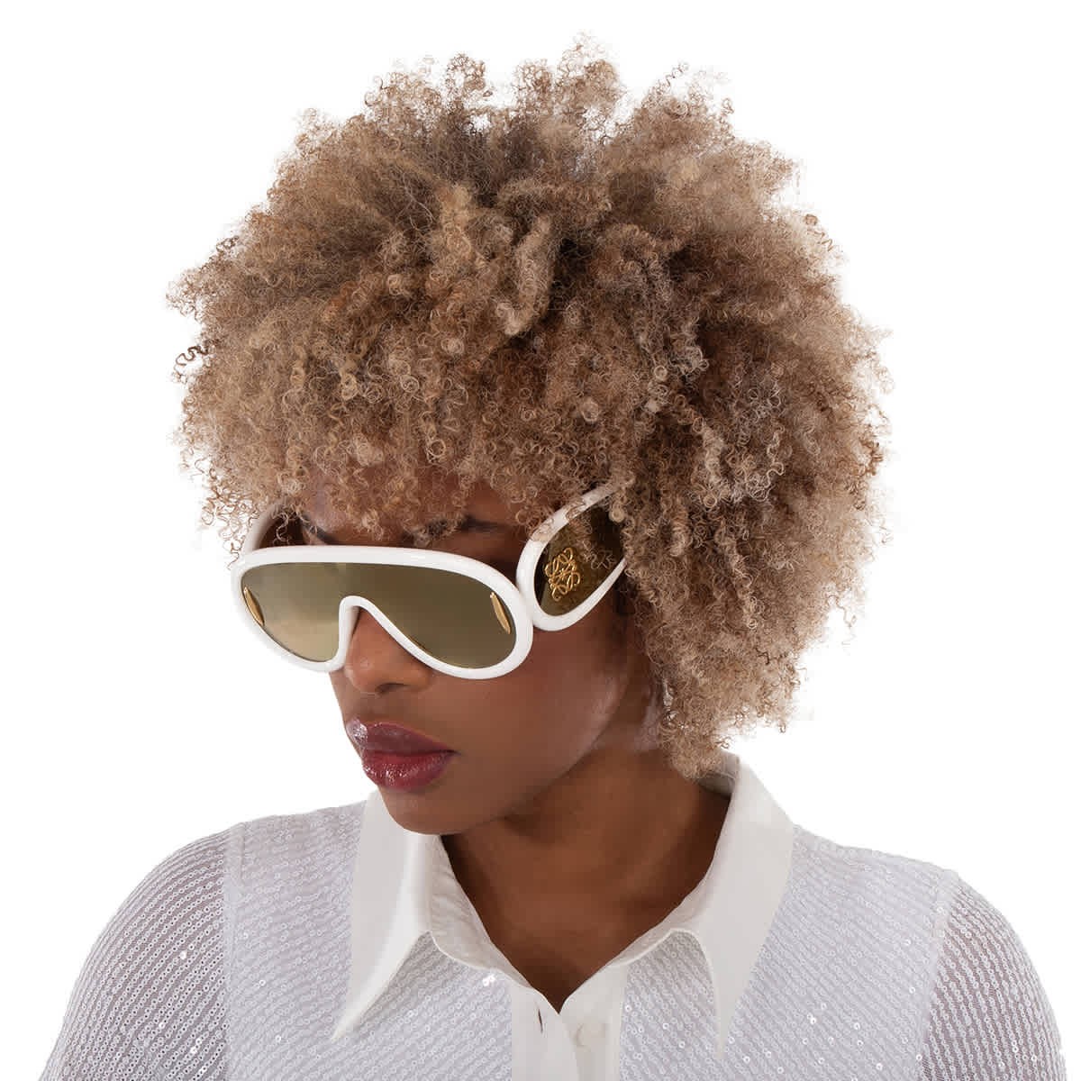 Loewe Brown Mirror Mask Unisex Sunglasses LW40108I 25G 140 LW40108I 25G 140