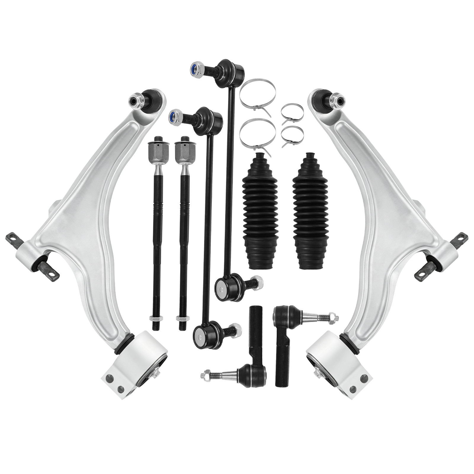 8PCS Front Lower Control Arm Kit w/Ball Joints Tie Rods for 2010-16 Cadillac SRX