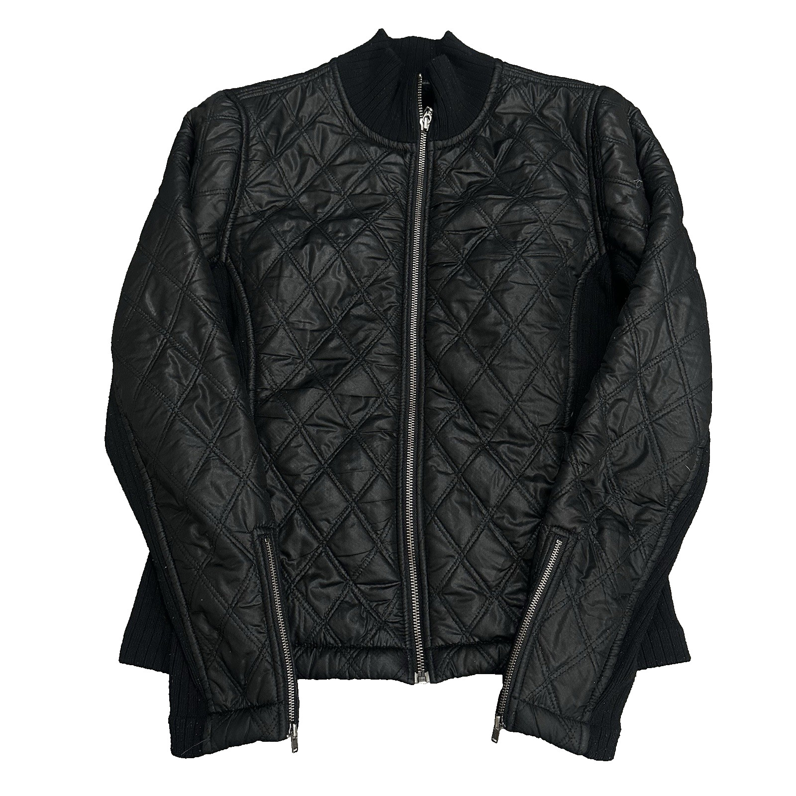 PRANA DIAMOND QUILT PUFFER BLACK JACKET WMNS SZ S ZIP UP WINTER (42)
