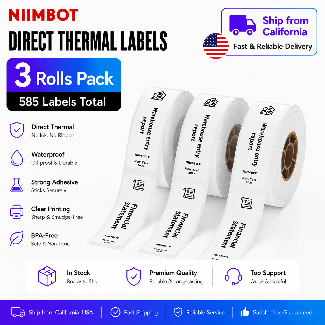 3PK NIIMBOT Thermal Label Maker Tape 15x30mm (0.59