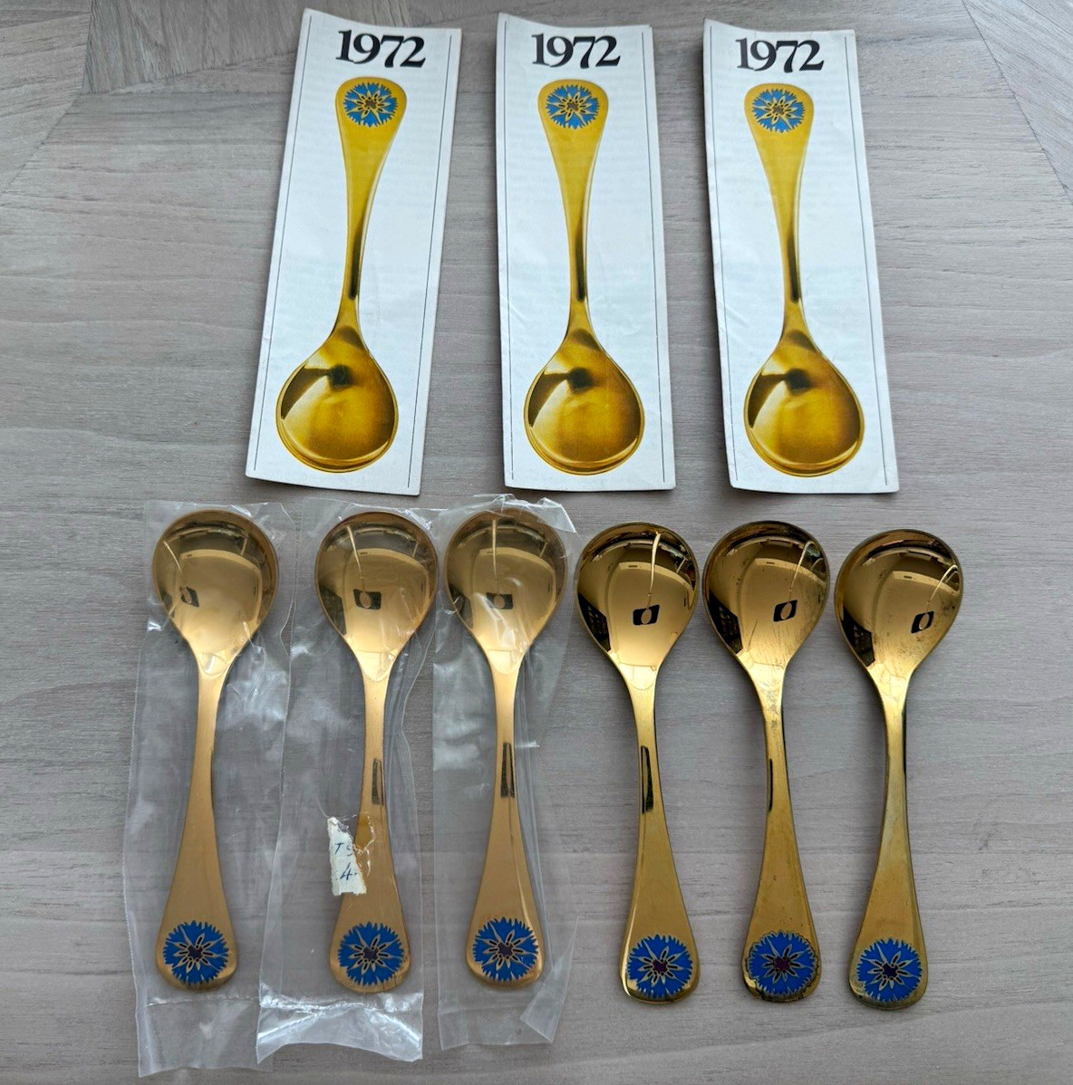 Georg Jensen 1972 Annual Spoon set of 6 Sterling Silver Cornflower Vintage Georg Jensen 1972 Annual Spoon set of 6 Sterling Silver Cornflower Vintage