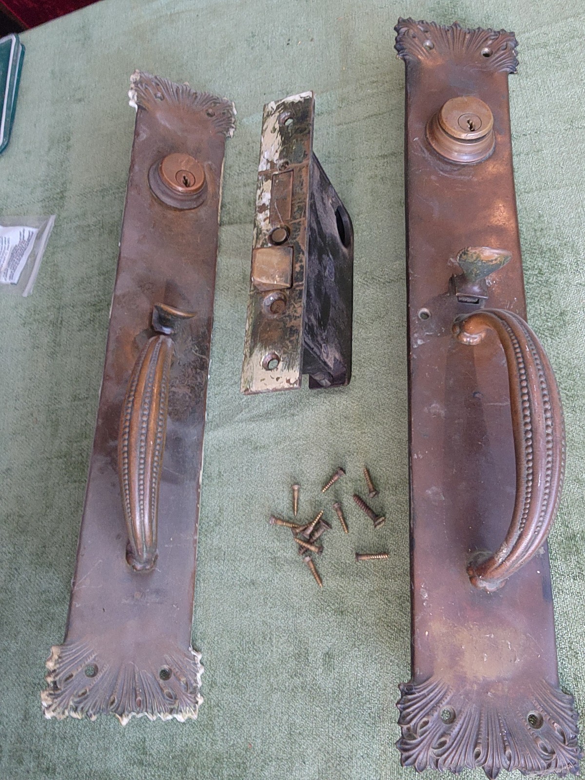 Antique Super Ornate Mortise Door Lock Handles