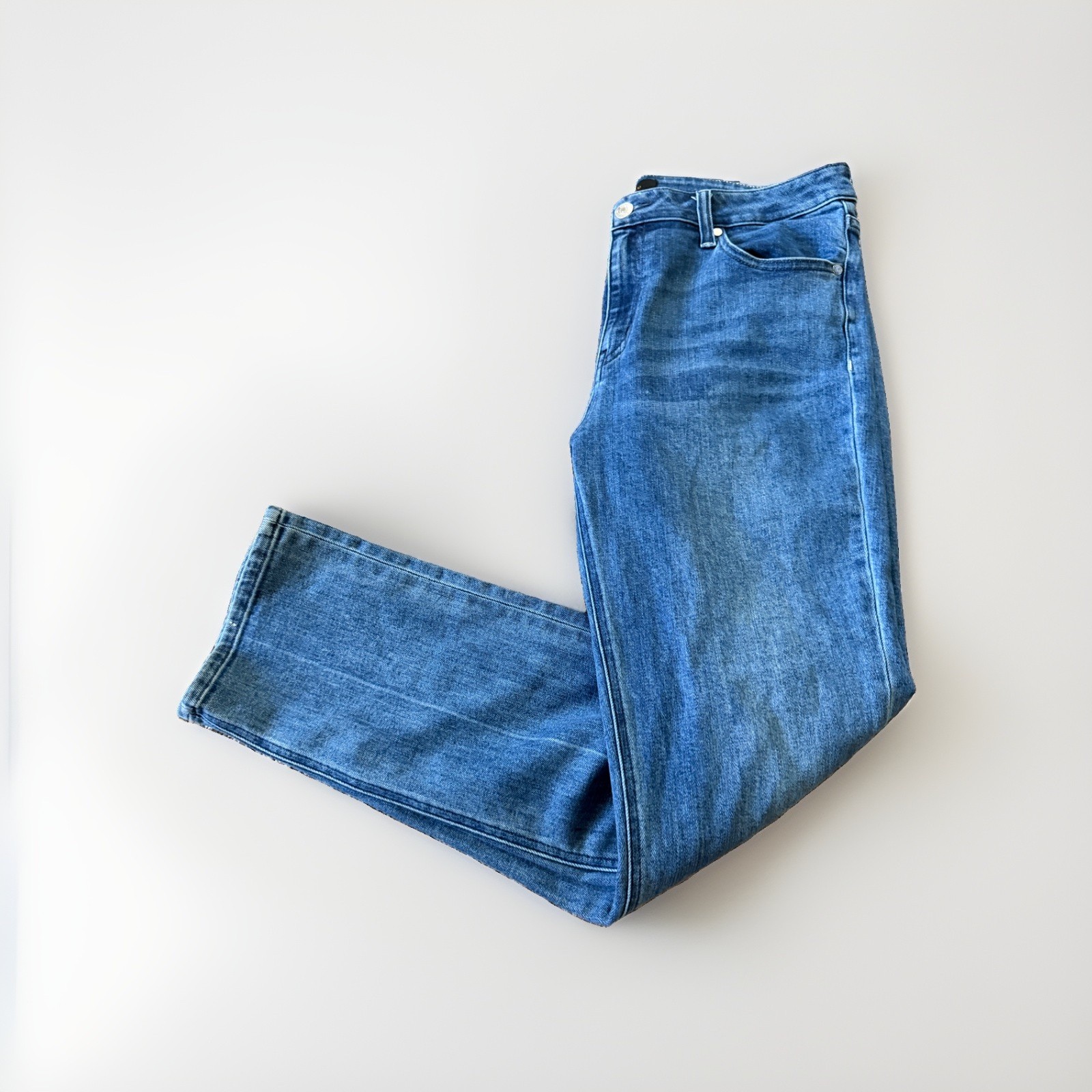 Quince Bella Stretch Straight Jeans Womens 31 Blue Medium Wash High Rise