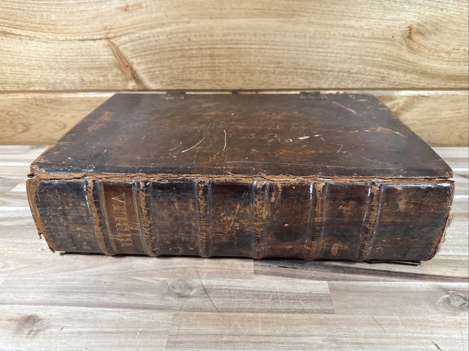 1819 GERMAN HOLY BIBLE folio 1ST GERMAN FOLIO IN AMERICA lancaster LEATHER old