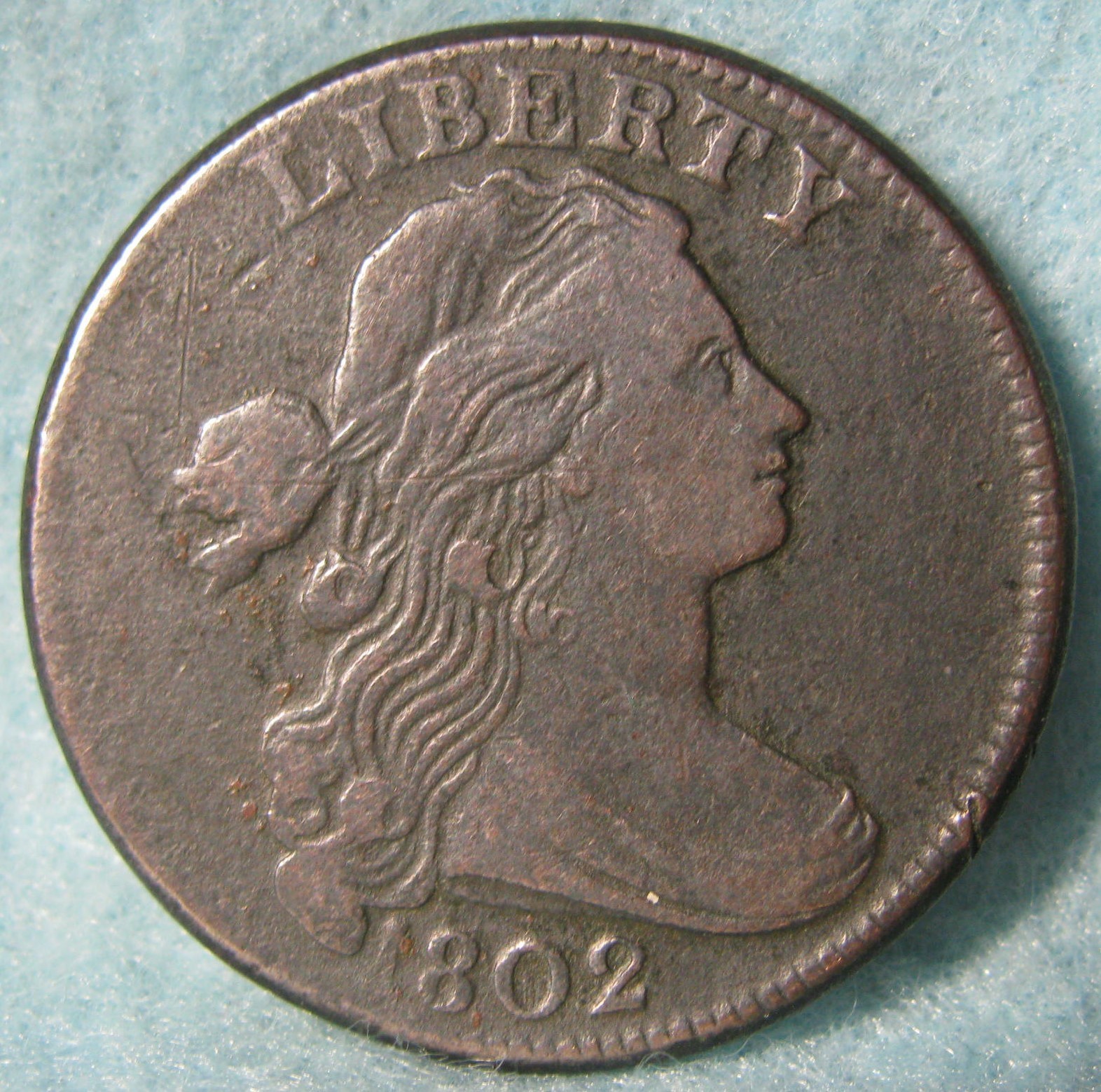 1802 Draped Bust Large Cent Cud Reverse Better Grade Details Old US Coin #663