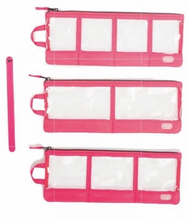 Lug Color Joy Envelope 3pc Clearview Zip Travel Cosmetic Organizer Pouch Set NWT