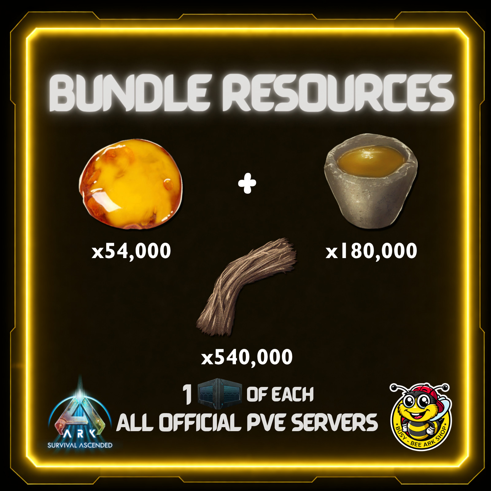ARK-Survival-Ascended-PvE-Resources-Veggie-Cakes-XBOX-PS5-PC-Bundle-BusyBee