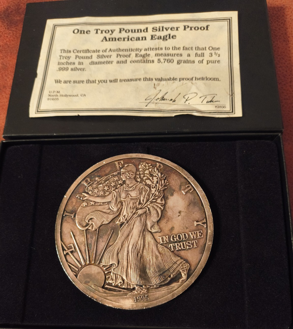 Beautiful 1993 1 Troy Pound Silver Eagle Great Toning .999 Fine PAP\'S SILVER Beautiful 1993 1 Troy Pound Silver Eagle Great Toning .999 Fine PAP\'S SILVER