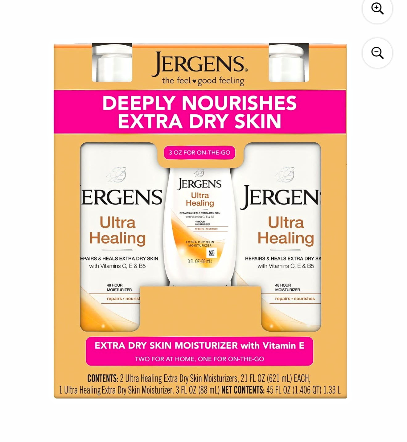 Jergens Ultra Healing Lotion Moisturizer Extra Dry Skin 45 fl oz 2 Bottles