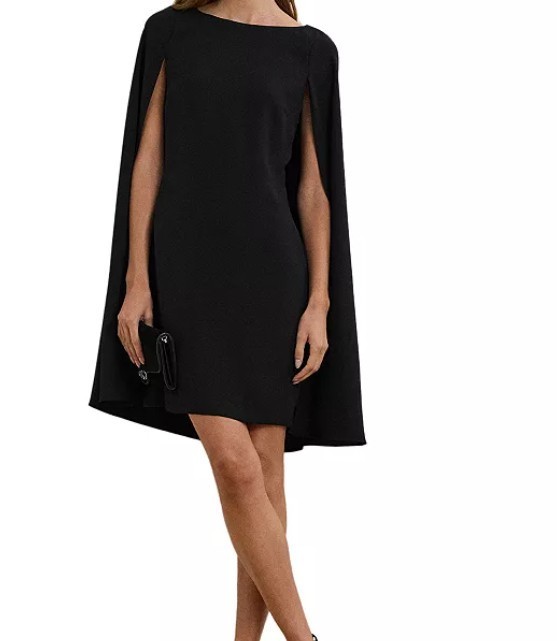 NWT Ralph Lauren Black Crepe Goergette Coctail Dress Size 10. Retail $195