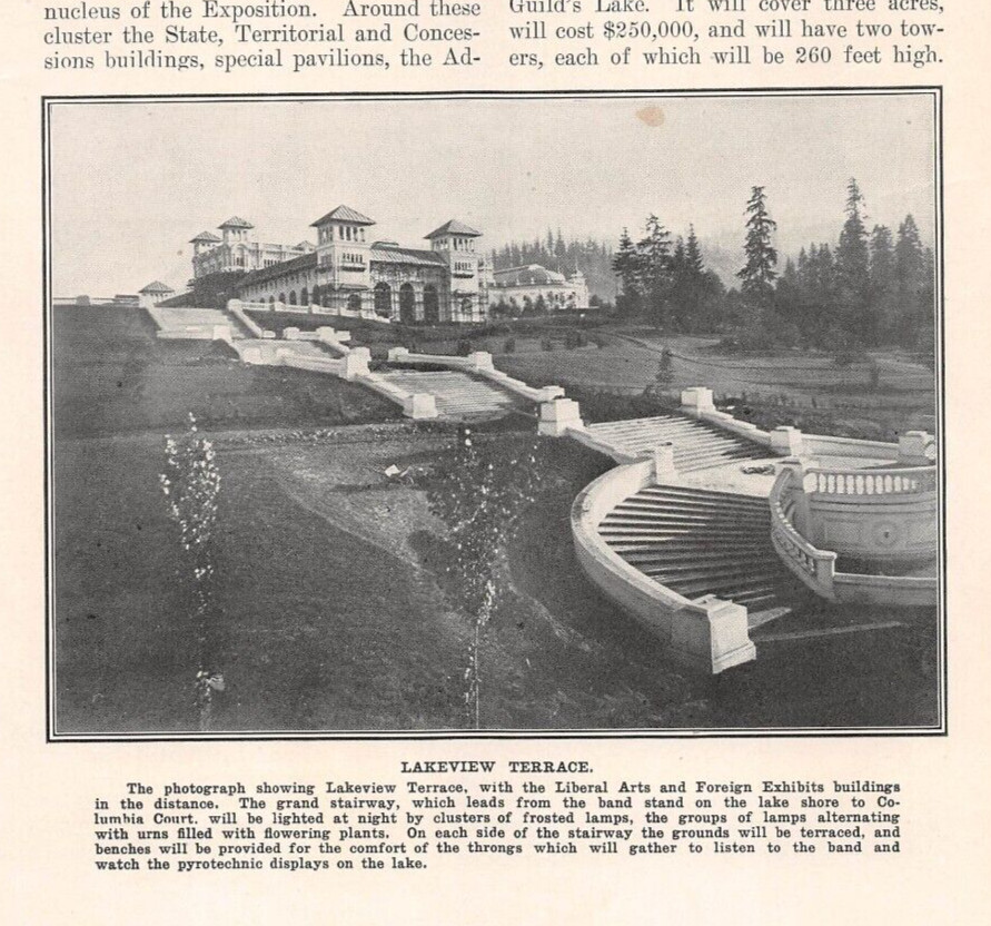 antique 1905 LEWIS & CLARK CENTENNIAL EXPOSITION Portland OR Lakeview Terrace